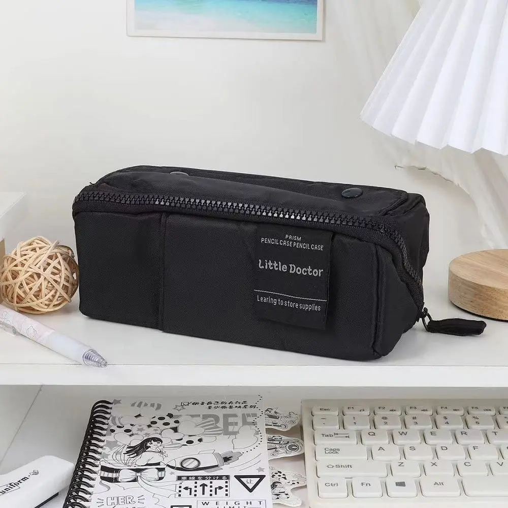 

Canvas Prism Pencil Case Sweet Color Multi-layer Stationery Organizer Large Capacity Stationery Storage Pouch Student Supplies