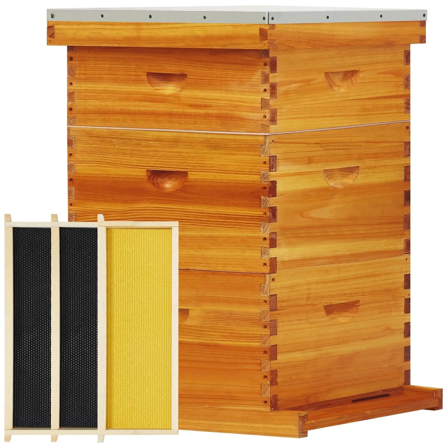 10 Frame Langstroth Beehive Beeswax Coated 3 Layer Complete Bee Hive Kit Include Bee Frames Waxed Foundation Sheets Beekeeping 2