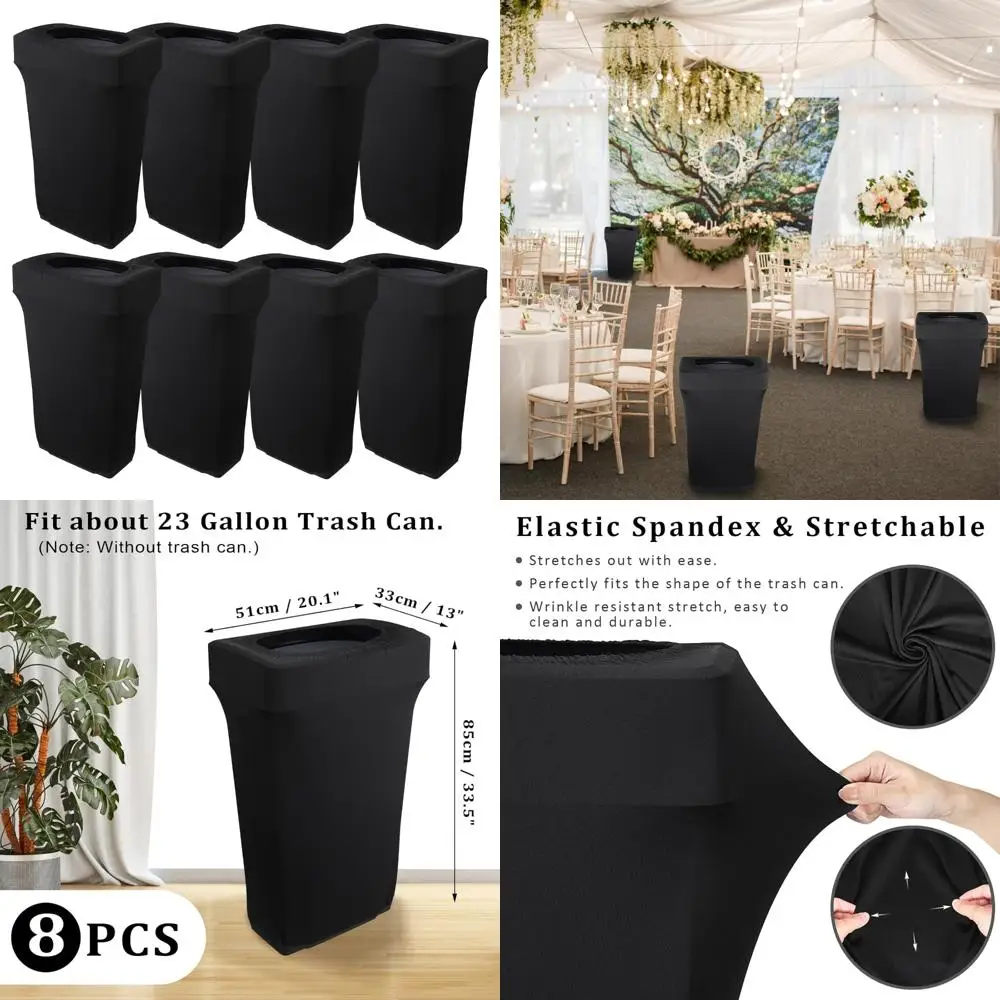 

Rectangular Outdoor Spandex Trash Can Covers, 8-Pack Fitted Waste Container Covers for Gallon Stretch, Suitable for 23-Gallon Ga