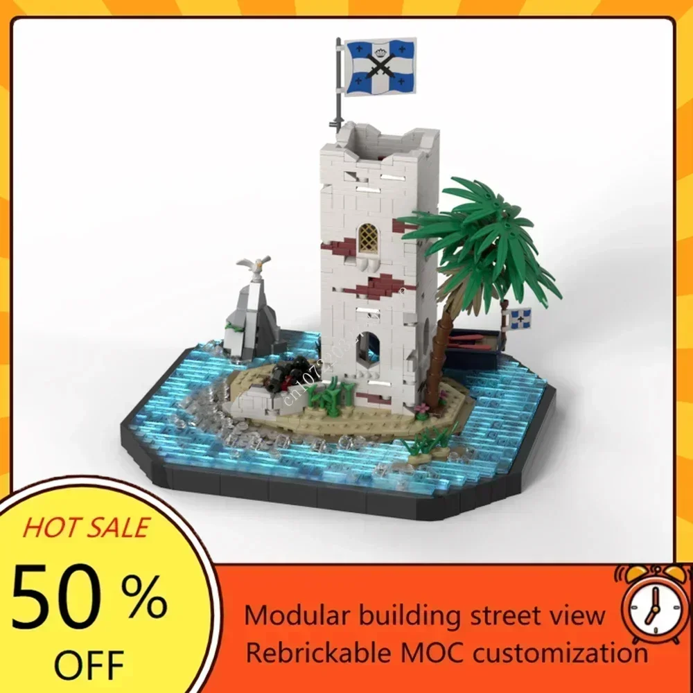 

1857PCS MOC Sabre Island Creative Custom Puzzle Kit Medieval Castle Soldier Defense Base Architecture DIY Assemble Toys Gifts