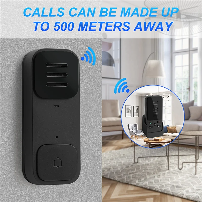 ABFN-Wireless Doorbell Two-Way Audio Doorbell Household Use Long Distance One Button Pager With6 Ringtones