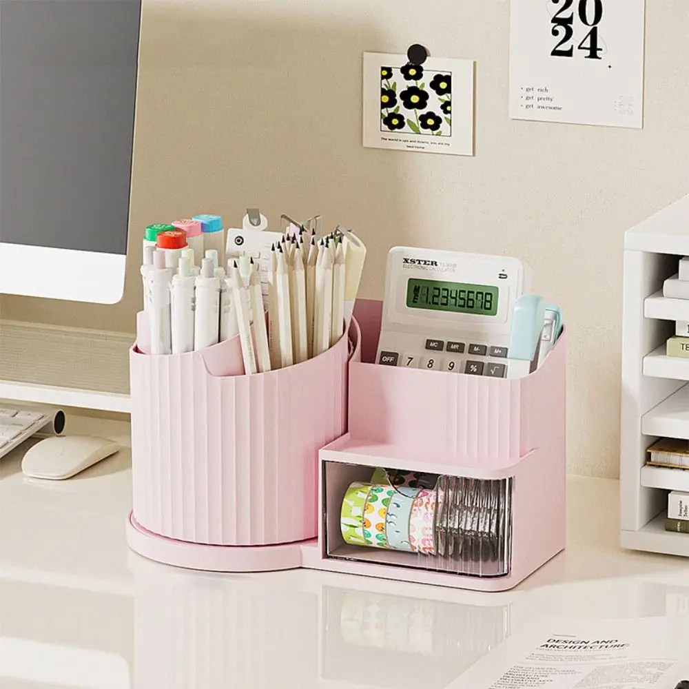 Efficient Removable Rotating Pen Container Large Capacity Classified Storage Pen Holder ABS Multi-function Makeup Brush Box Desk