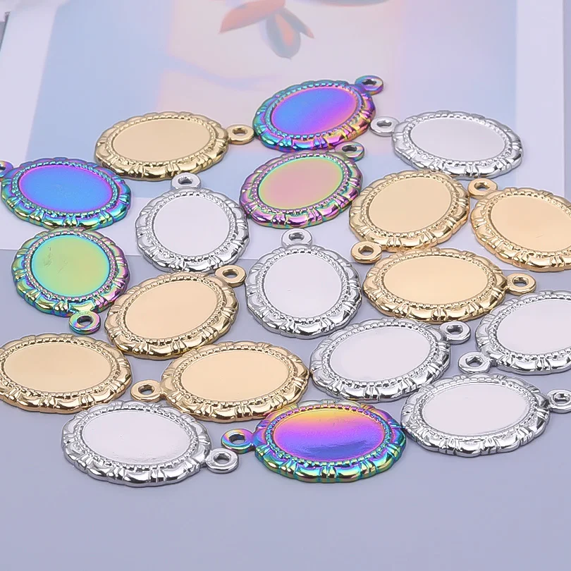 5 teile/los Edelstahl Runde Oval Herzförmige Tablett Anhänger Basis Einstellungen Charms DIY Schmuck Machen Liefert Halskette Ohrring – Detail 17