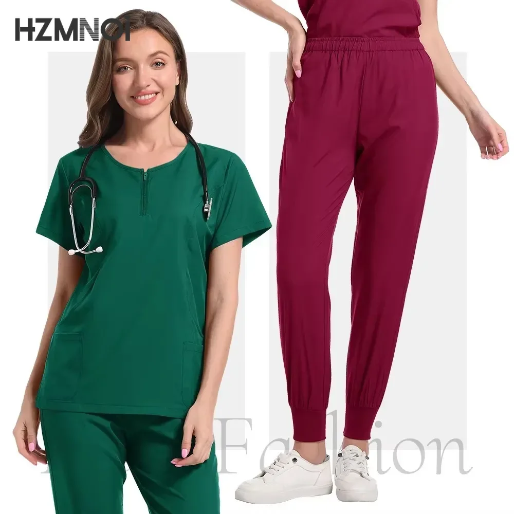 High Quality Medical Women Scrubs Sets Hospital Surgery Dental Clinic Beauty Spa Salon Lab Workwear Clothes Nurses Accessories