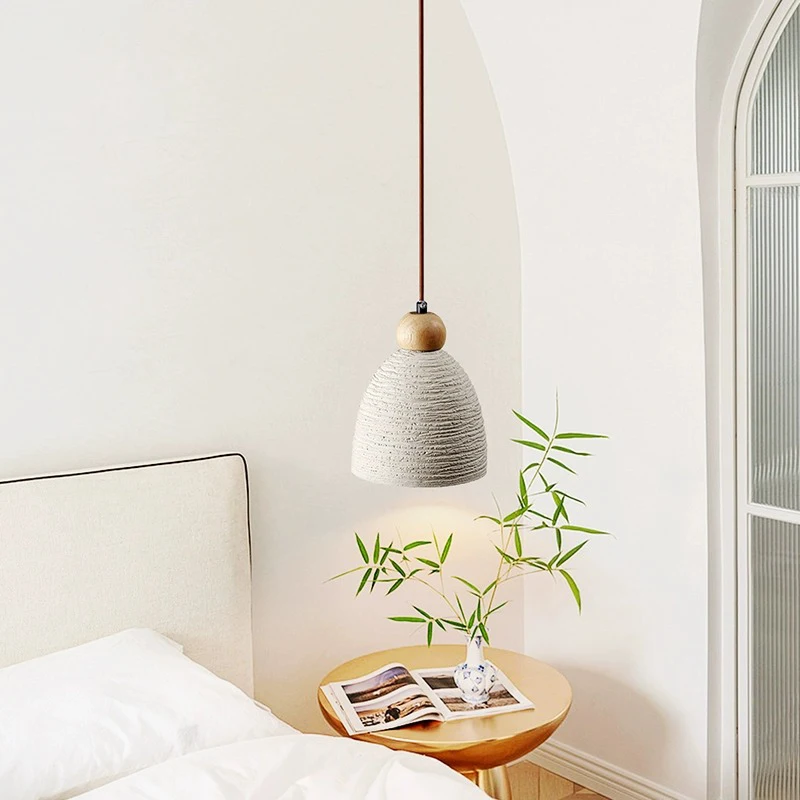 Imagem -03 - Creme Estilo Led Pendant Light Lâmpadas Penduradas para Teto Quarto Lustre de Cabeceira Lâmpada Retro Earth Color Decoração do Quarto 110v 220v