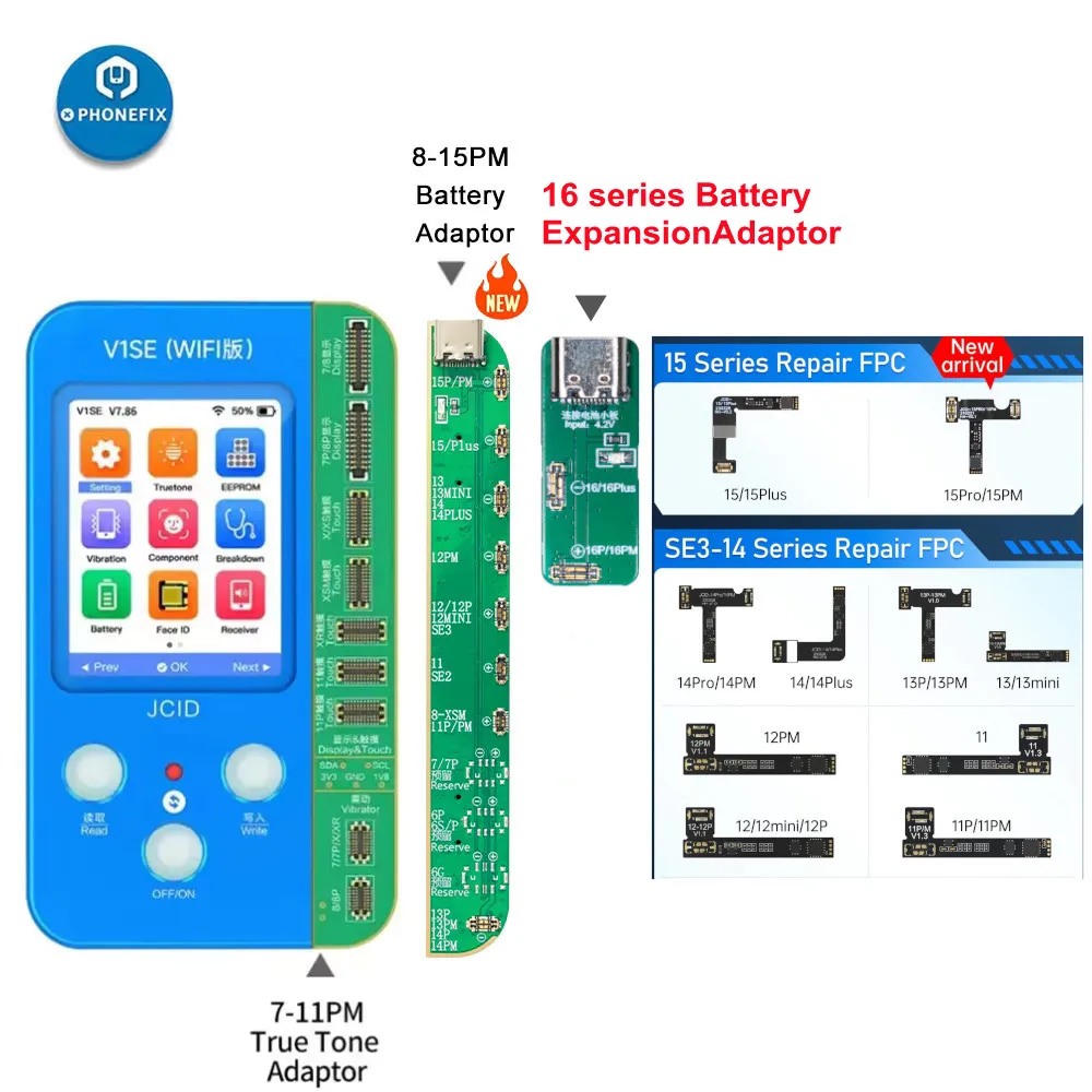 JC V1SE Battery Repair Board Flex Cable 100% Erase the Non-Genuine Battery Warning pop up on iPhone 11-14Pro Max Battery Replace