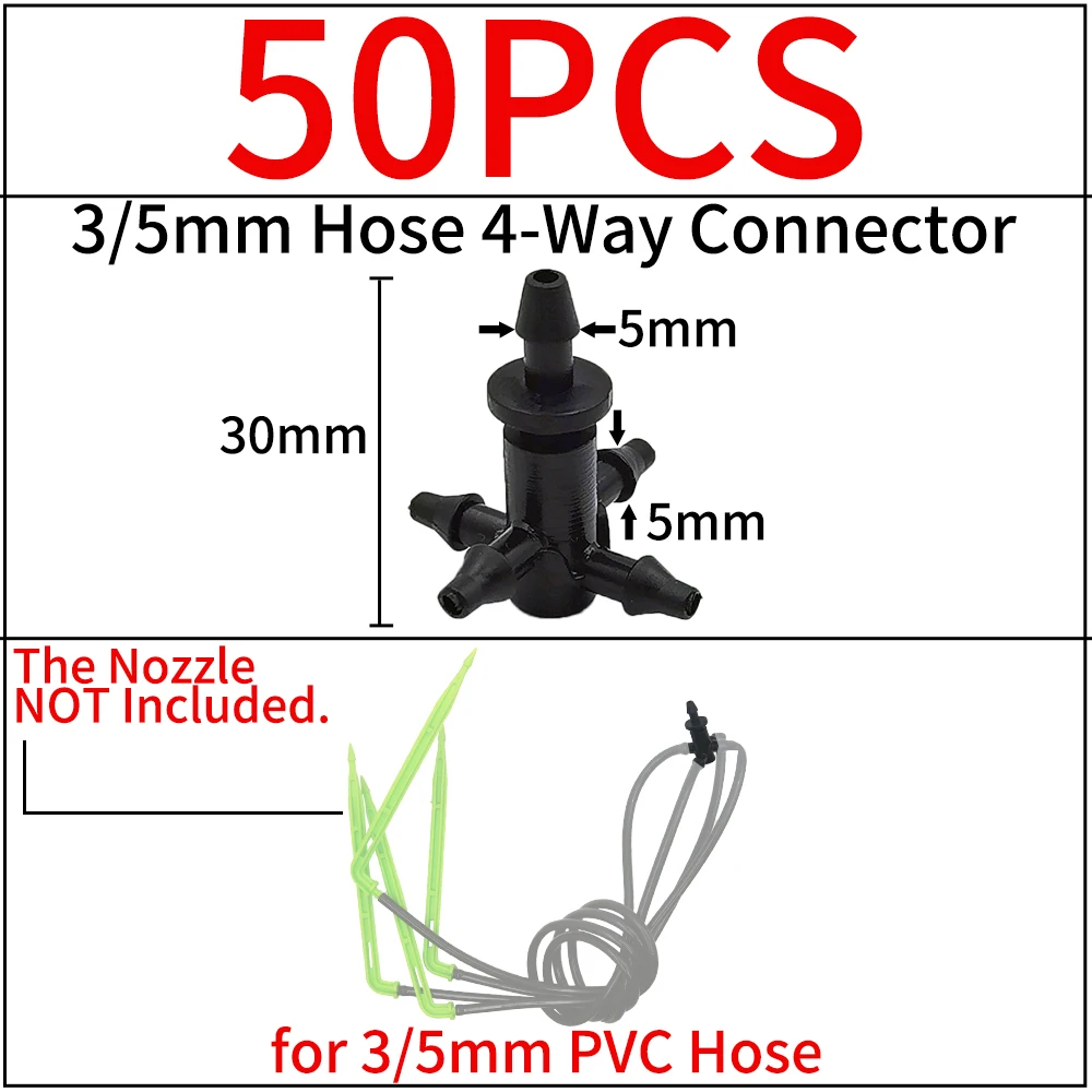 WUJIE-Conector de irrigação para jardim, farpado, simples, tee duplo, gotejamento de cotovelo, acoplamento cruzado de seta, encaixe de rega,