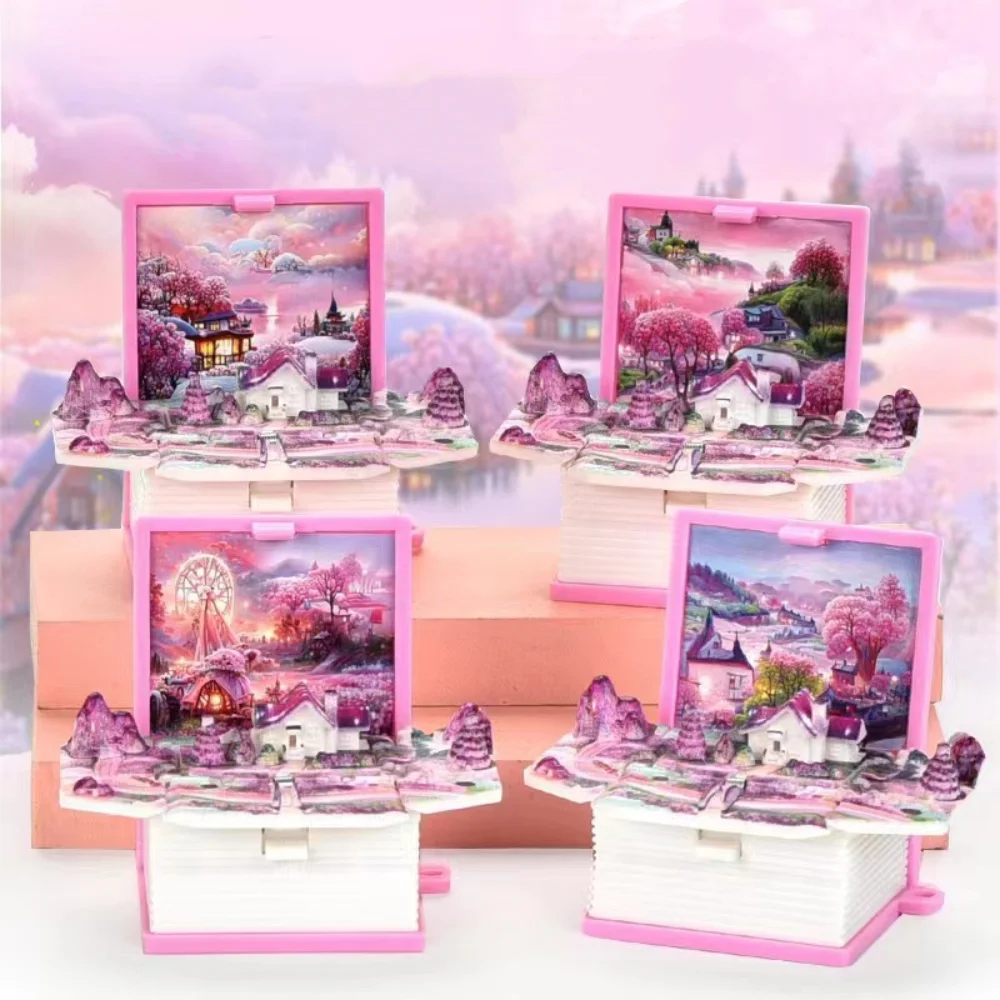 Fold 3D Book Folding Book Keychain Handheld Game Dinosaur Castle Keyring Space Castle Mini Keyring Children