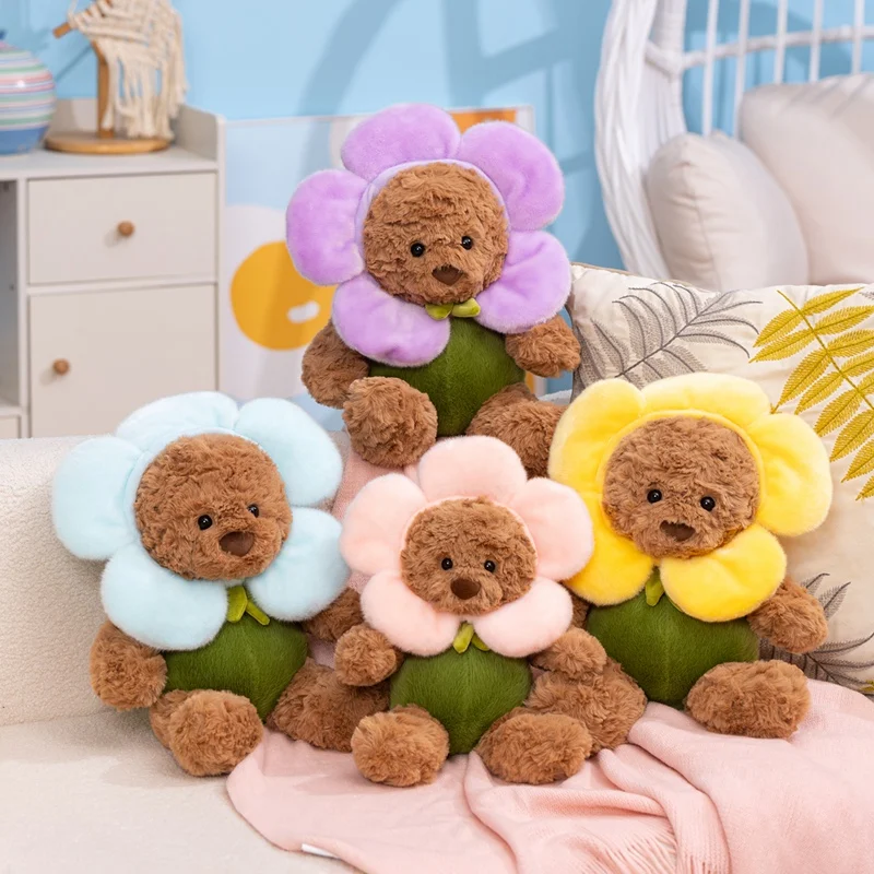 

30/40cm Cute Flower Bear Plush Toy Bear Dressed Up As A Flower Plush Doll Boys And Girls Room Decoration Birthday Gift