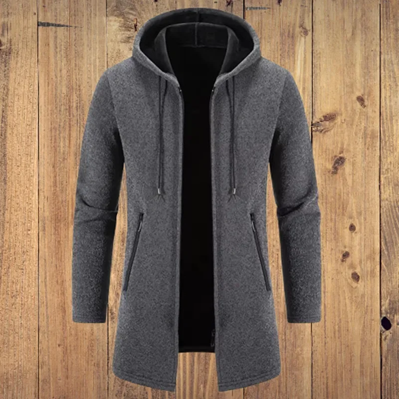 

Зимний флисовый кардиган, мужской вязаный свитер, толстый свитер с капюшоном, свитера, кардиган, мужской однотонный повседневный вязаный кардиган, мужской