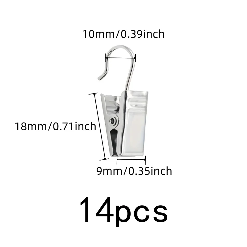 14 pcs Easy Slide On Rod Window Treatment Hooks, great for Photo Hanging Display, Strong Secure Grip, Living Room Curtains