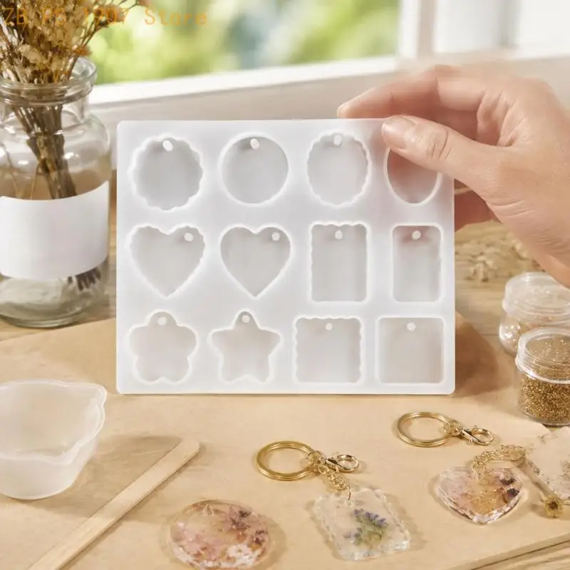 Multi-Cavity Resin Mold with Round, Heart, Flower, and Star Shapes 55KA