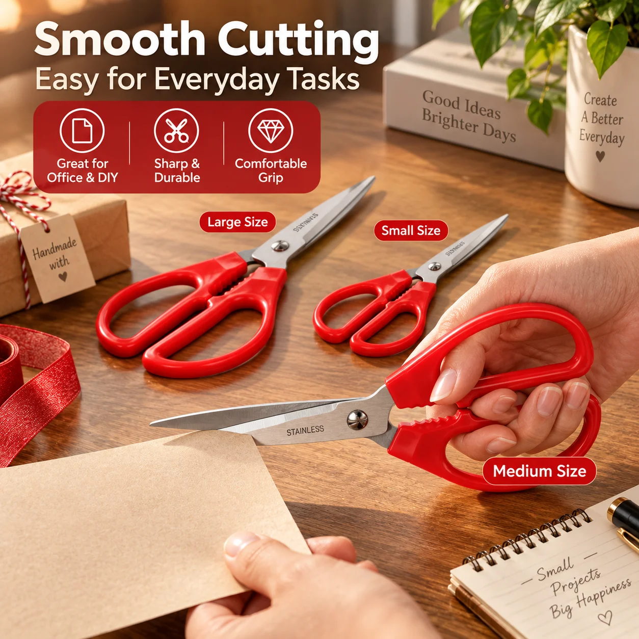 Multi-Purpose Stainless Steel Scissors, Office Paper Cutting Craft Shears, Household Stationery Art Scissors