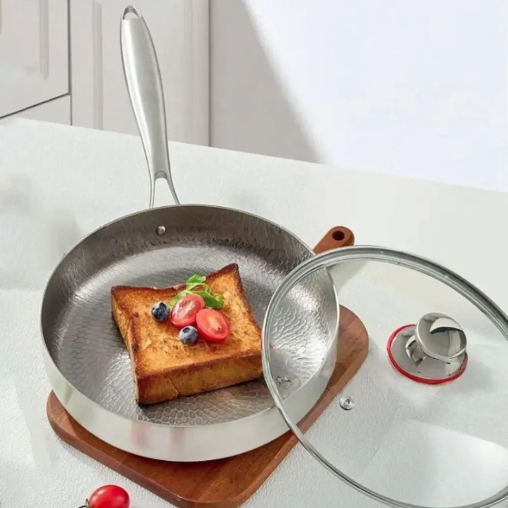 Titanium Alloy Hammered Texture Frying Pan Fast Heating Uncoated Non-stick Pot Scratch Resistant Wear-resistant Steak Skillet