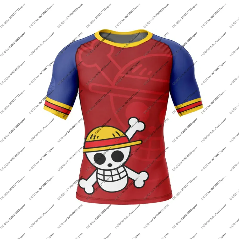 القرد د. لوفي قبعة القش قطعة واحدة ملابس رياضية الرجال الفتيان تي شيرت السراويل السراويل طفح الحرس تي شيرت السراويل البرازيلي جيو جيتسو الصالة الرياضية