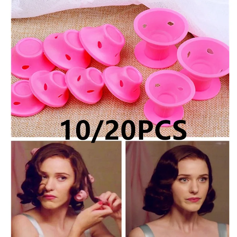 

10/20PCS Pink Magic Hair Care Rollers Soft Silicone Hair Curler No Heat No Clip Hair Curling Styling DIY Tool For Curler Hair