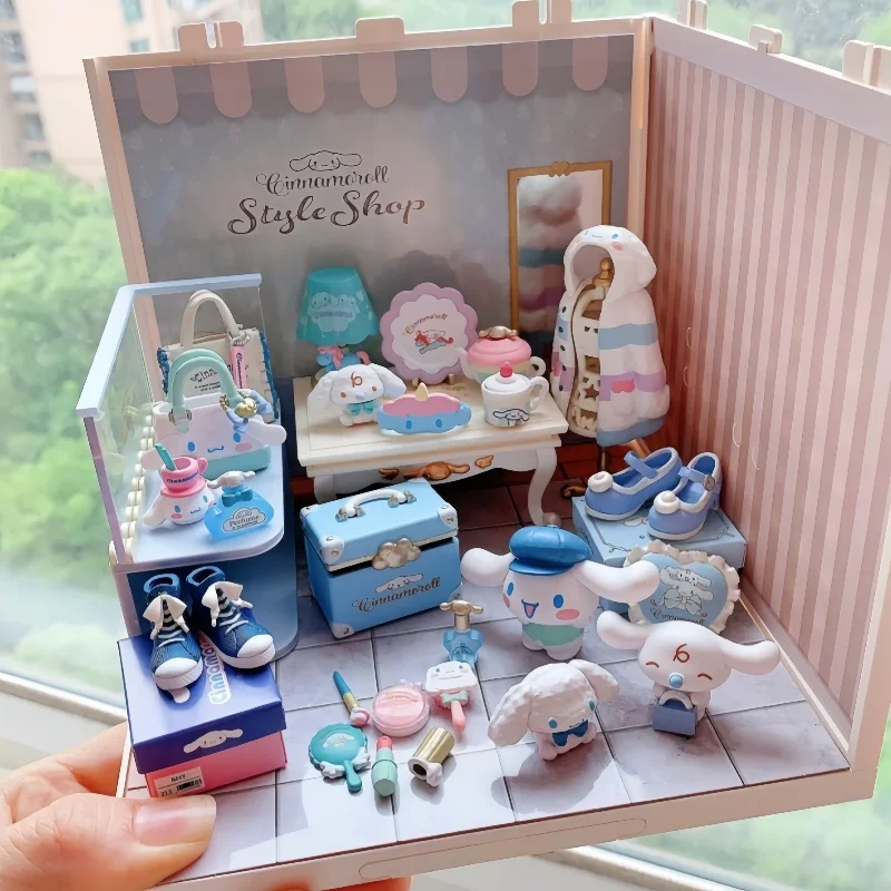 

Rement Sanrio Big Ear Dog Fashion Store Miniature Scene Fine Model Trendy Play Collection Ornaments