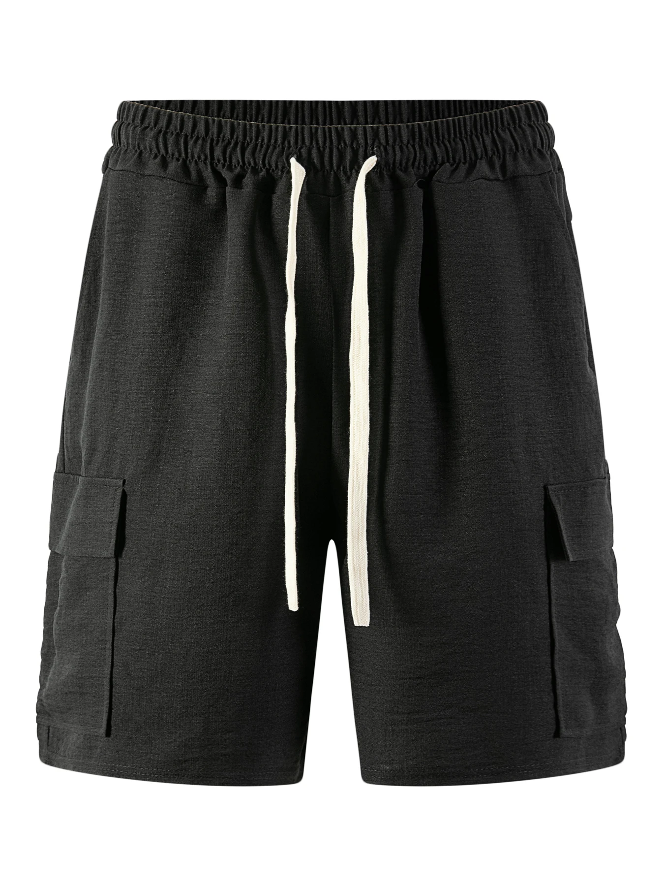 Men Linen Formal Wear - Men's Casual Linen Cargo Shorts, Elastic