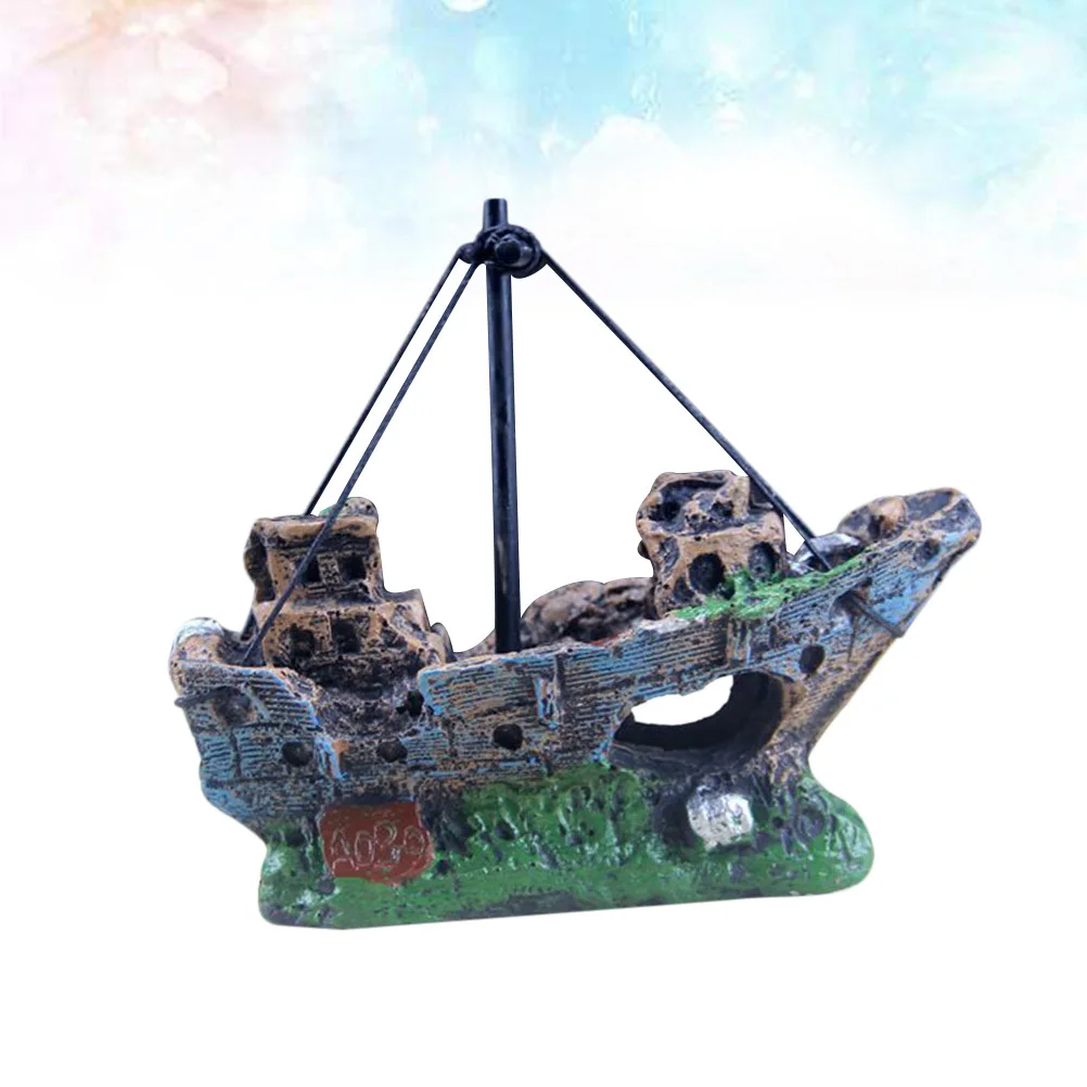 

1Pcs Simulation Pirate Ship Aquarium Ornament Resin Craft for Fish Tank Decor Unique Scenery Landscape Safe for Fish
