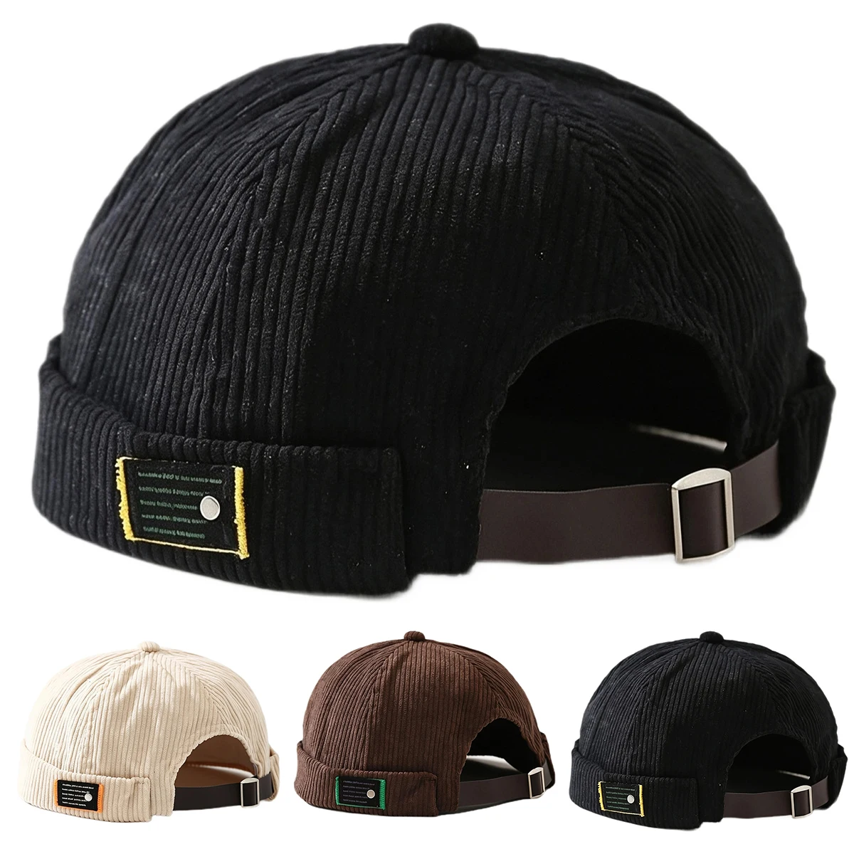 Unisex Letter Label Corduroy Landlord Caps Spring and Autumn Melon Skin Hats Literary Hip Hop Hat Painter Cap