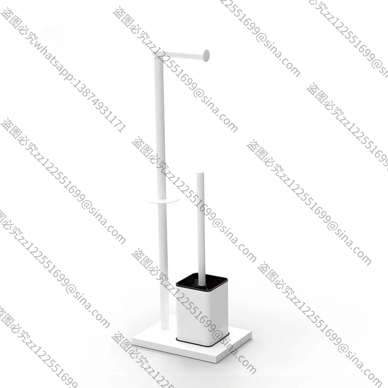 Suitable for Bathroom Floor-to-ceiling Tissue Holder with Toilet Brush Stainless Steel Roll Holder Standing Toilet Paper Holder