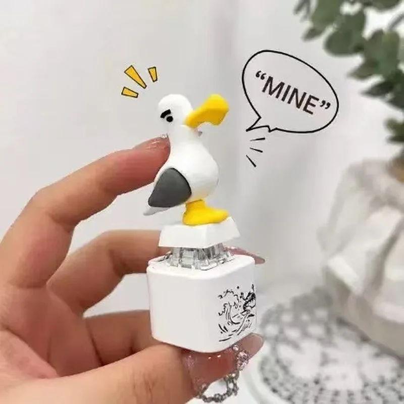 Mine Seagull Push Button Sound Light Up Electronic Keycap Keychain Creative Stress Relief Decompression Fidget Toy For Adult