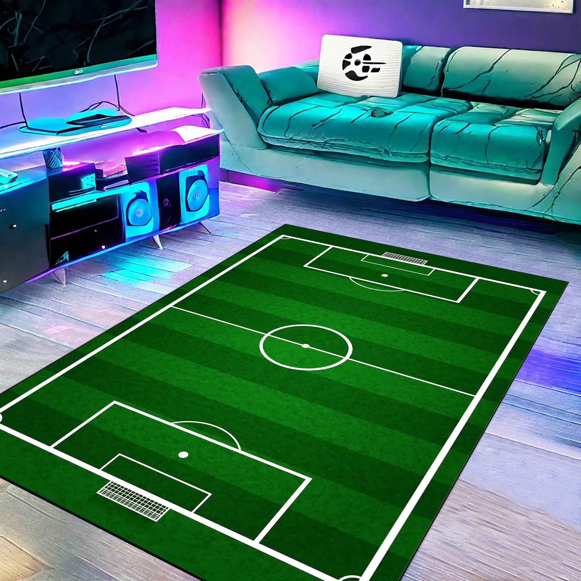 Football Field Rugs Floor Livingroom Bedroom Non-slip Sports Decor Carpet Soft Flannel Home Bedside Tapestry Play Rugs