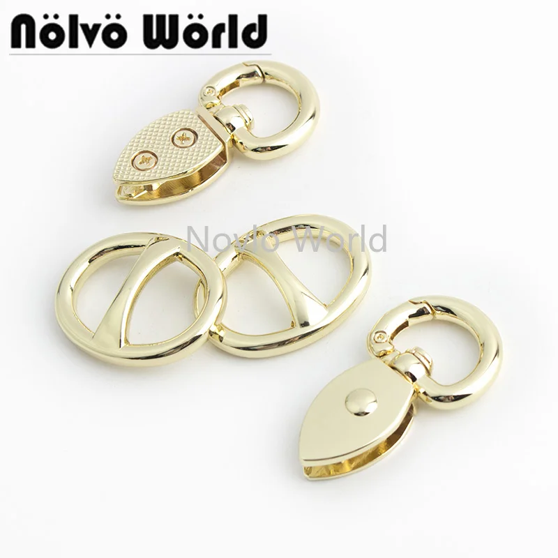 10-30sets Light gold 17*26mm purse strap buckles with connector 24*45mm bag strap connector accessories