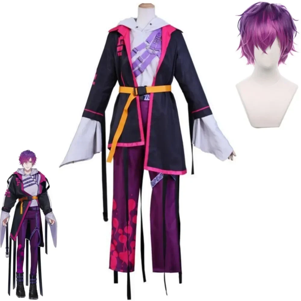 CosplayNoctyx Uki Violeta Cosplay Peruca Anime Outfit Hallowen Carnaval Festa Homem Mulher Uniforme Terno