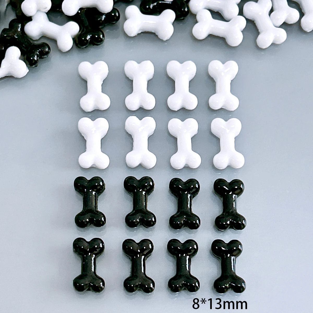 50PCS Minimalist Classic Simulated Bone Resin Nail Art Decorations 3D Creative Black White Bone Nail Charms DIY Hairpin Nails