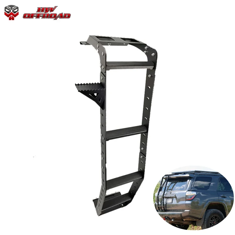 HW 4x4 Offroad Car Black Steel Tail Gate Ladder Rear Gate Ladder For 4Runner 2010-2022