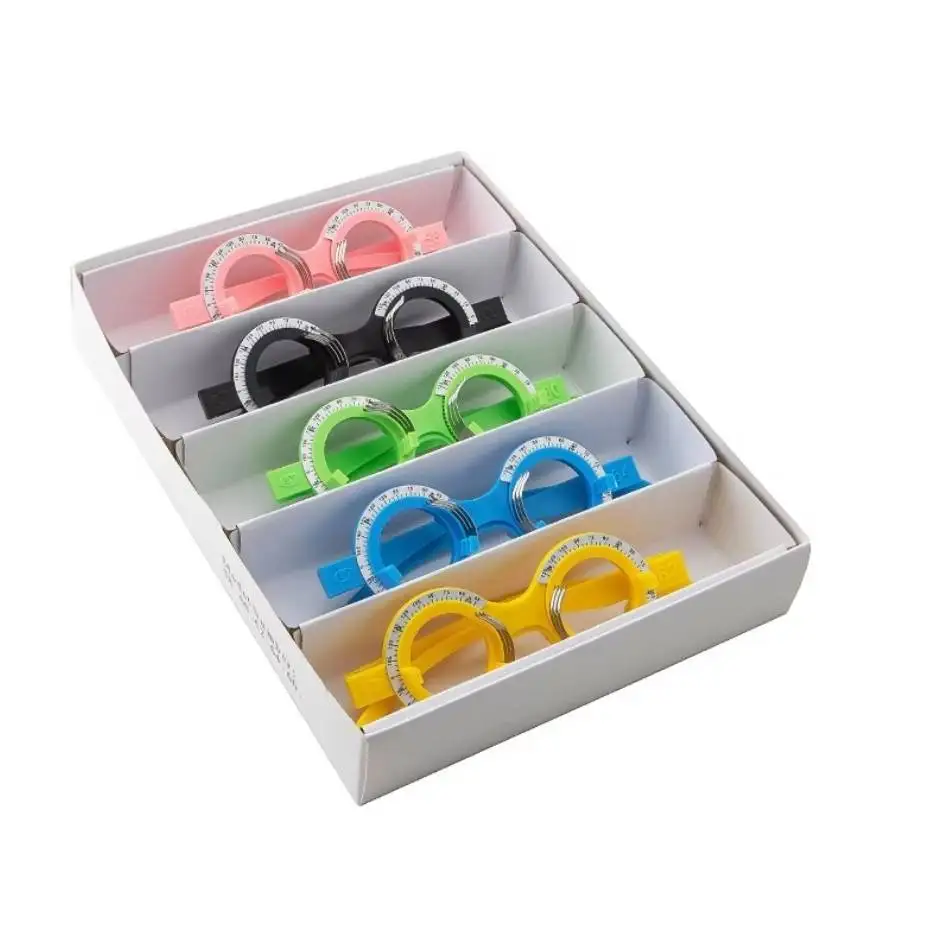 

5 шт. пробная рамка разных цветов из АБС-пластика, лучшее качество и портативная профессиональная оптическая пробная рамка 52 мм-70 мм, PD, доступная оптическая