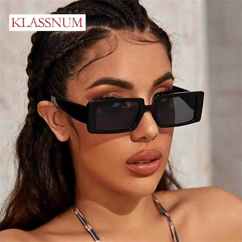 

KLASSNUM Luxurious Small Square Sunglasses Women Men Brand Designer Shades Female Fashion Rectangle Sexy Oculos De Sol UV400