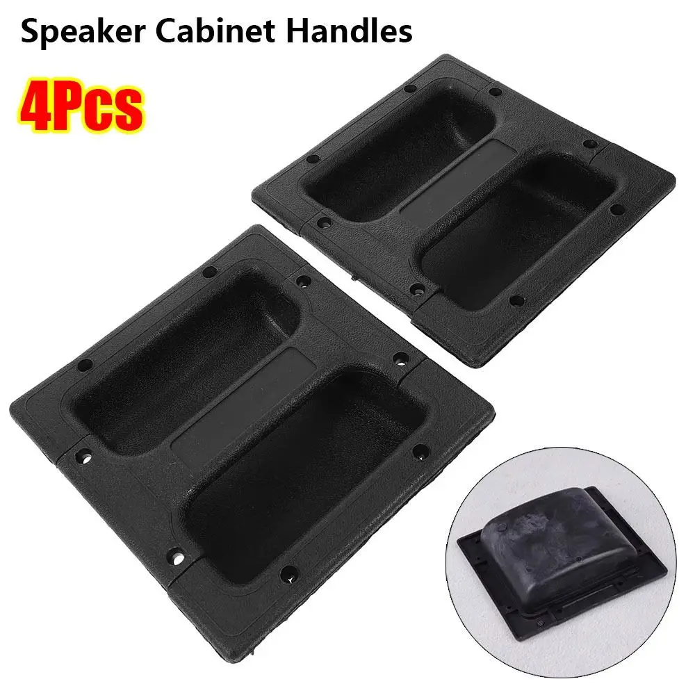 4Pcs 148x140mm Recessed Speaker Handle PP Plastic Black Amp Cabinet Handle 5mm Mounting Screw Hole 105x114.5mm Panel Cut Out