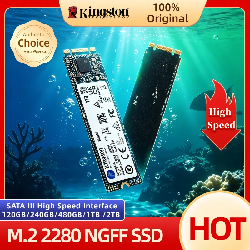 Kingston A400 M.2 2280 SATA SSD 2TB 1TB 480GB 240GB 120GB NGFF Unidade de Estado Sólido Interna para Desktop Laptop Pro Max Ultra Plus