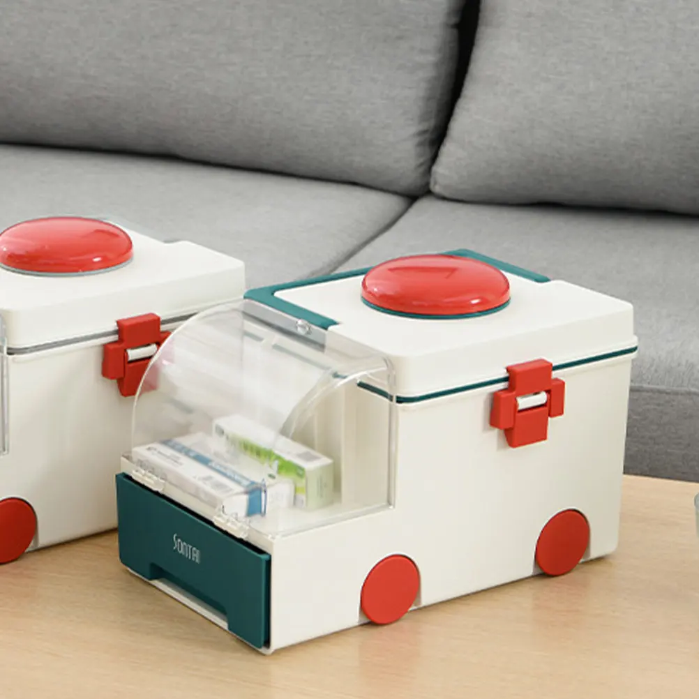 

First Aid Storage Box Plastic Large Capacity Household Medicine Organizer Portable Medical Case Outdoor Emergency Storage Box