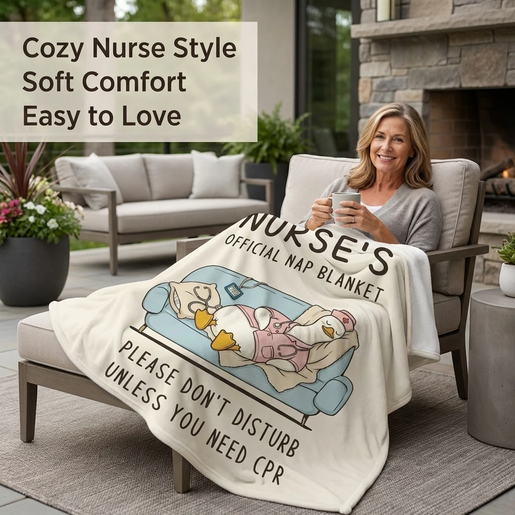 Nurse's Flannel Throw Blanket, Don't Disturb Unless You Need CPR Quote Cozy All-Season Throw for Nurses & Healthcare Workers