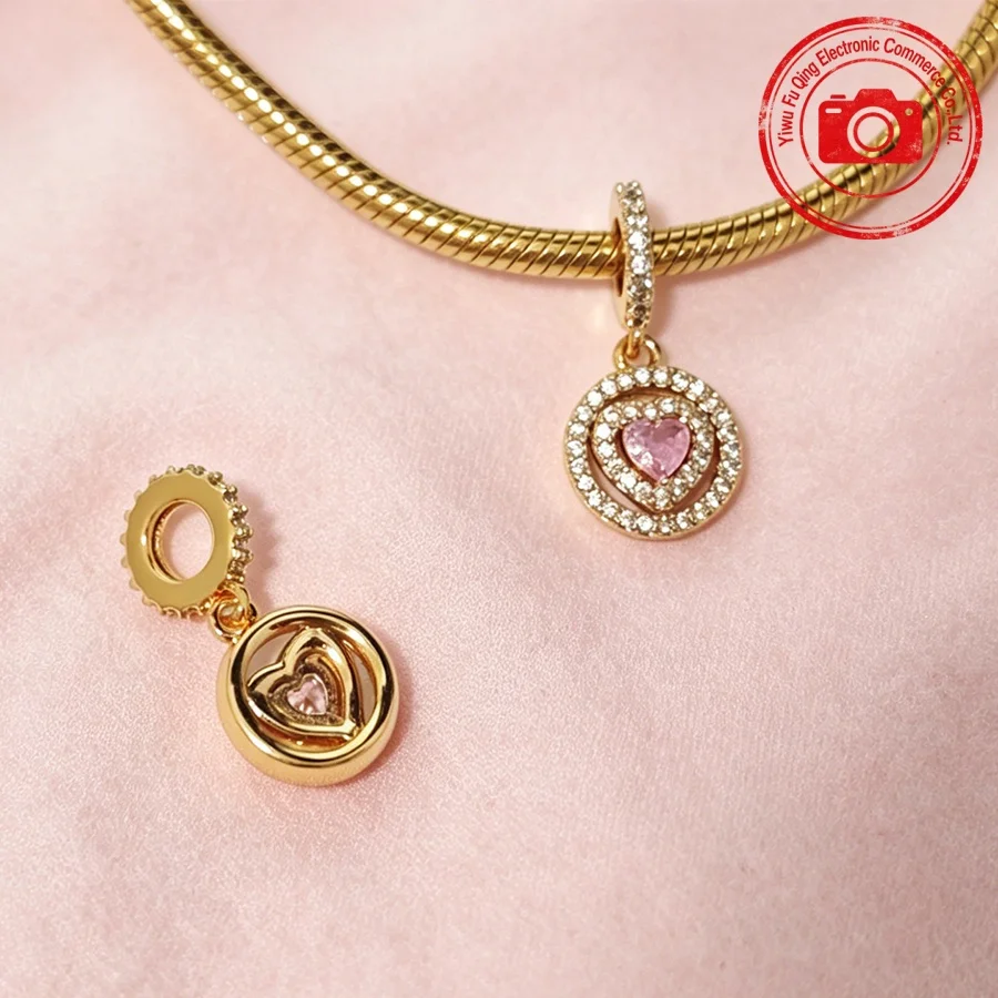 2026 Golden Charms DIY Women Jewelry Gifts Seahorse Cherry Blossom Wrapped Heart Love Letter Pendant Fit Original Bracelet Beads