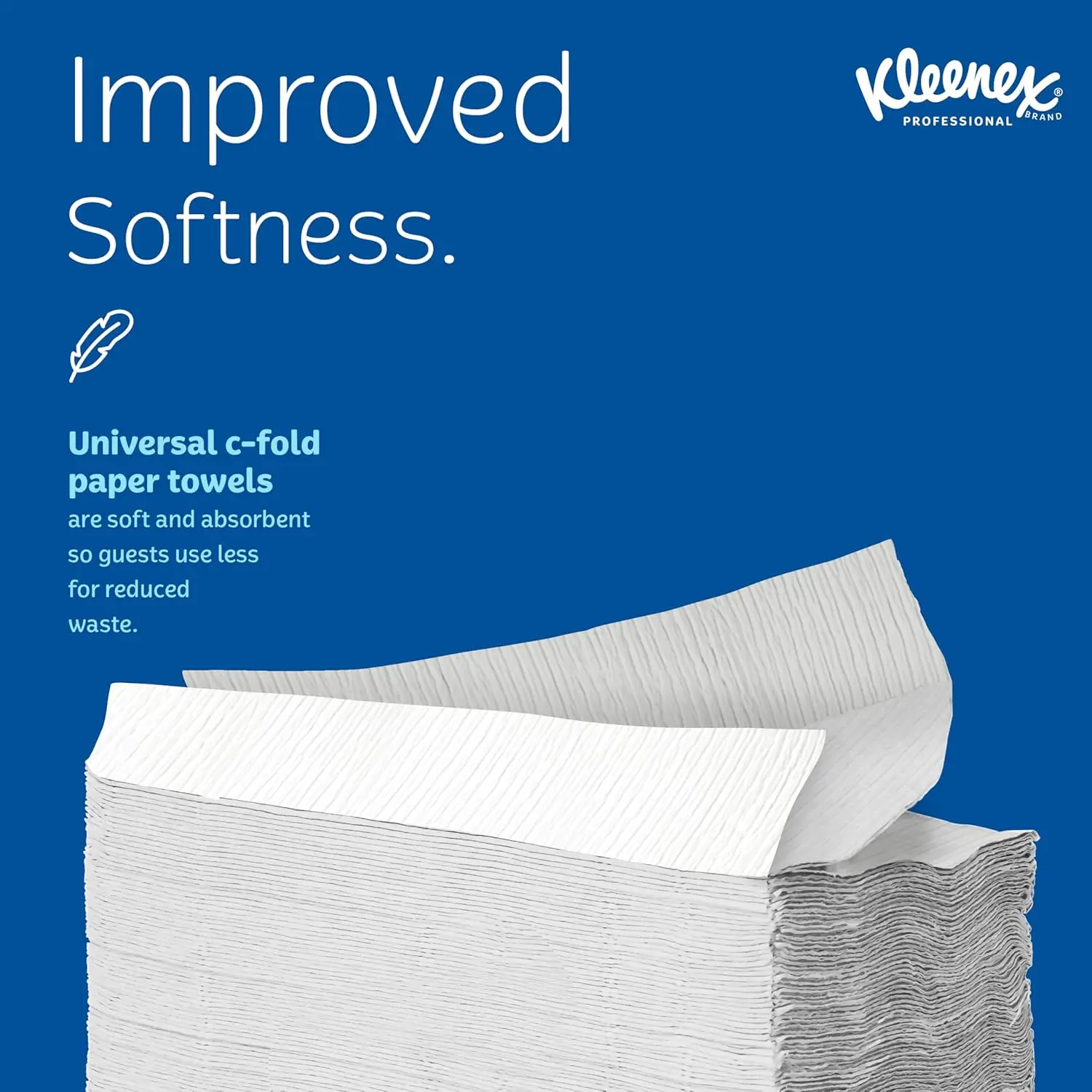 Universal C-Fold Paper Towels, Bulk Pack, Absorbent White Sheets (150/Pack, 16 Packs/Case, Total 2400)