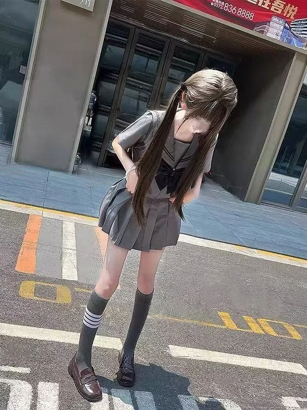 

Аутентичный японский Sle JK orm Basic ey Sailor Suit Sweet School orm ort Sve ey Плиссированная юбка Комплект для женщин