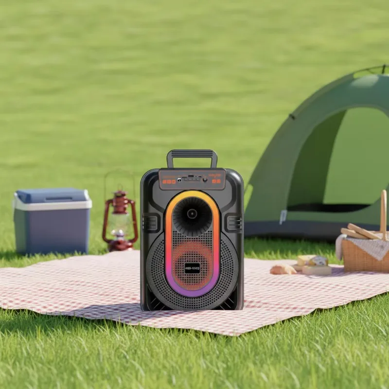 Single Mic Wireless Speaker RGB LED Heavy Bass Custom Logo Indoor Outdoor Party Portable Stereo Audio