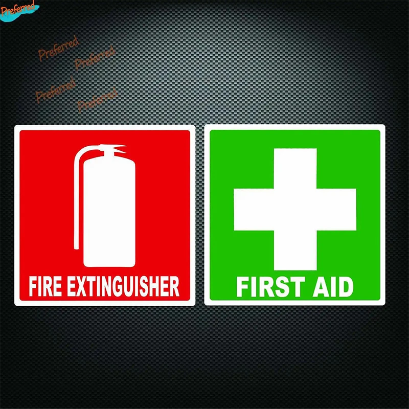 First Aid and Fire Extinguishing Signs Decal Sticker Workplace Health Safety Truck Ute