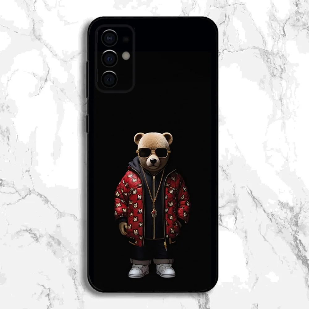 Fashion Baron Filou B-Bear Phone Case For Samsung S24,S21,S22,S23,S30,Ultra,S20,Plus,Fe,Lite,Note,10,9,5G Black Soft Cover