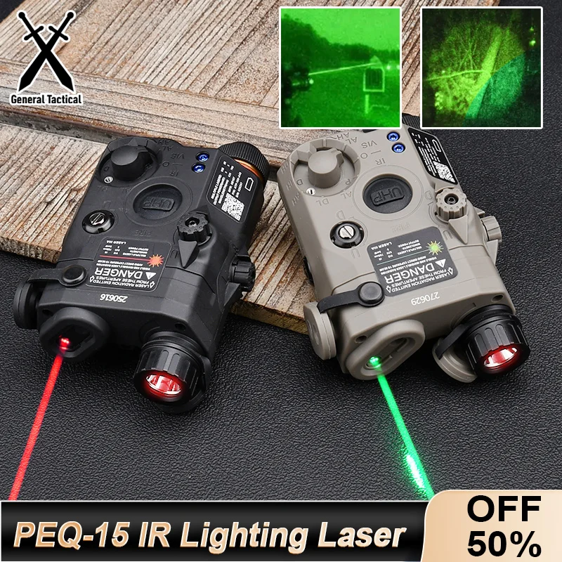 WADSN Airsoft PEQ-15 Red Dot Green Indcator IR Lighting No White Light Version Hunting Wepon Fit 20mm Rail Scout Laser