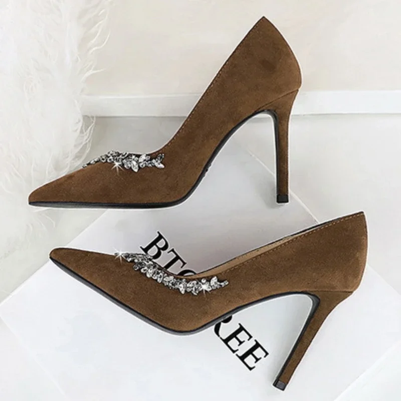 BIGTREE 2025 Spring Design Style Crystal Women Pumps Fashion Pointed Toe High Heels Banquet Dress Mule Female Shoes Zaptos Mujer view 4
