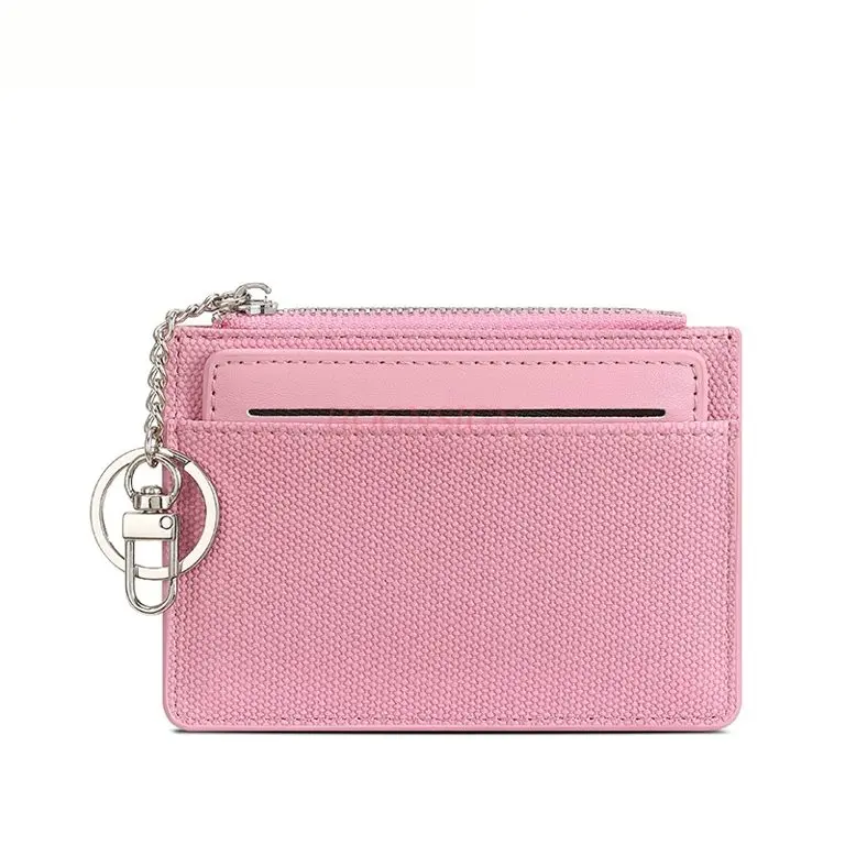 

1pcs Fashionable and lightweight small card bag for women, simple and solid color, bank card clip, zipper, zero wallet