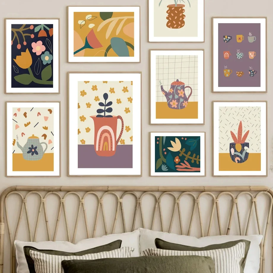 

Boho Vase Canvas Painting, Flower Pot, Plant Wall Art, Abstract Nordic Posters, Print Wall Pictures, Living Room, Home Decor