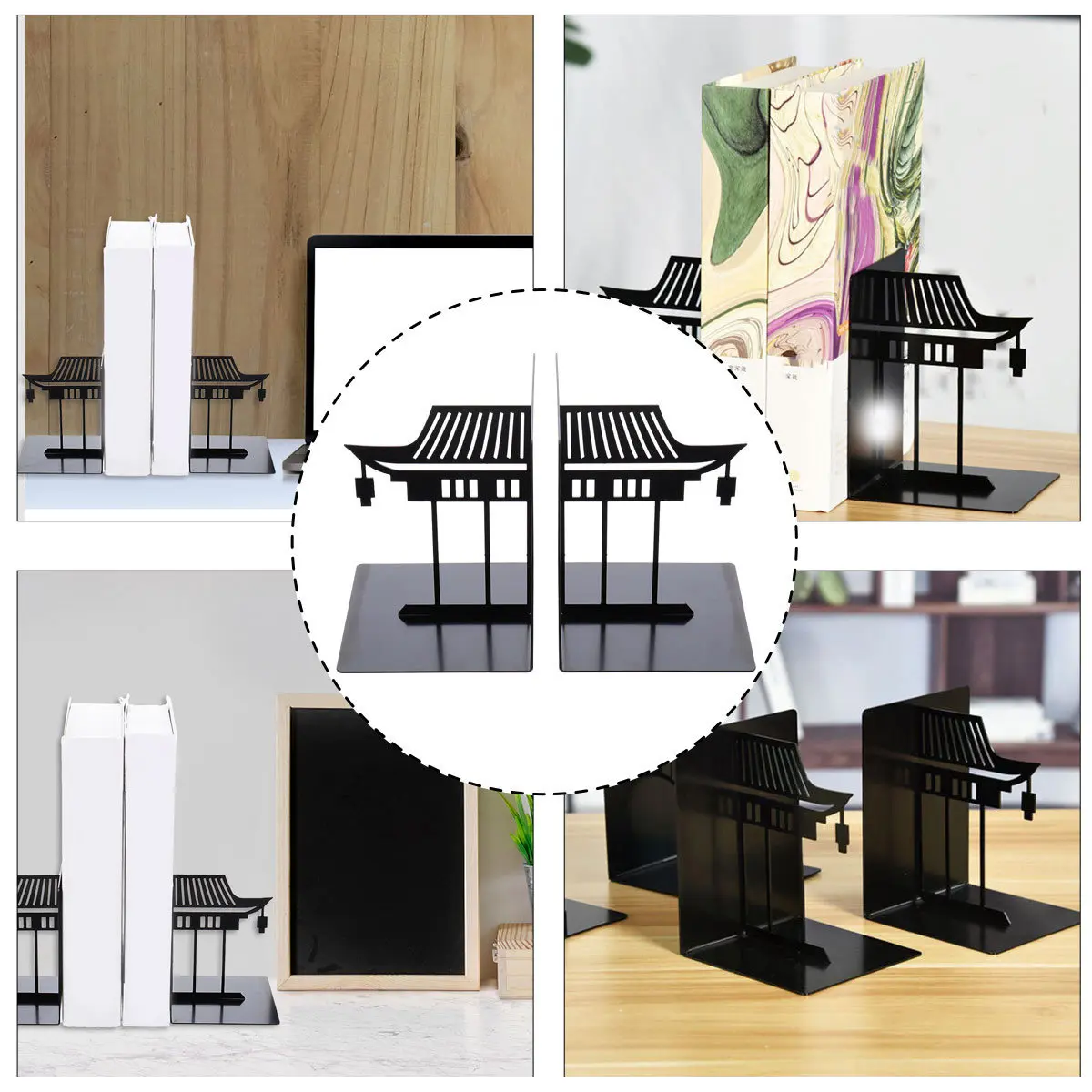 

Пара металлических подставок для книг в китайском стиле, декоративные держатели для книг для дома, офиса, библиотеки, креативный органайзер для хранения