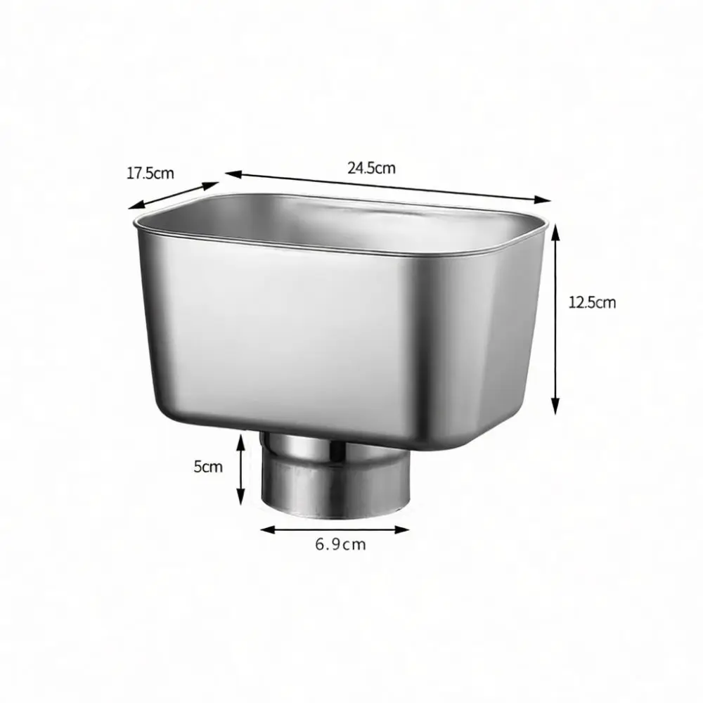 Durable Stainless Steel Rain Water Catcher Square Pipe Adapter Roof Drainage Fitting High Capacity Water Collector