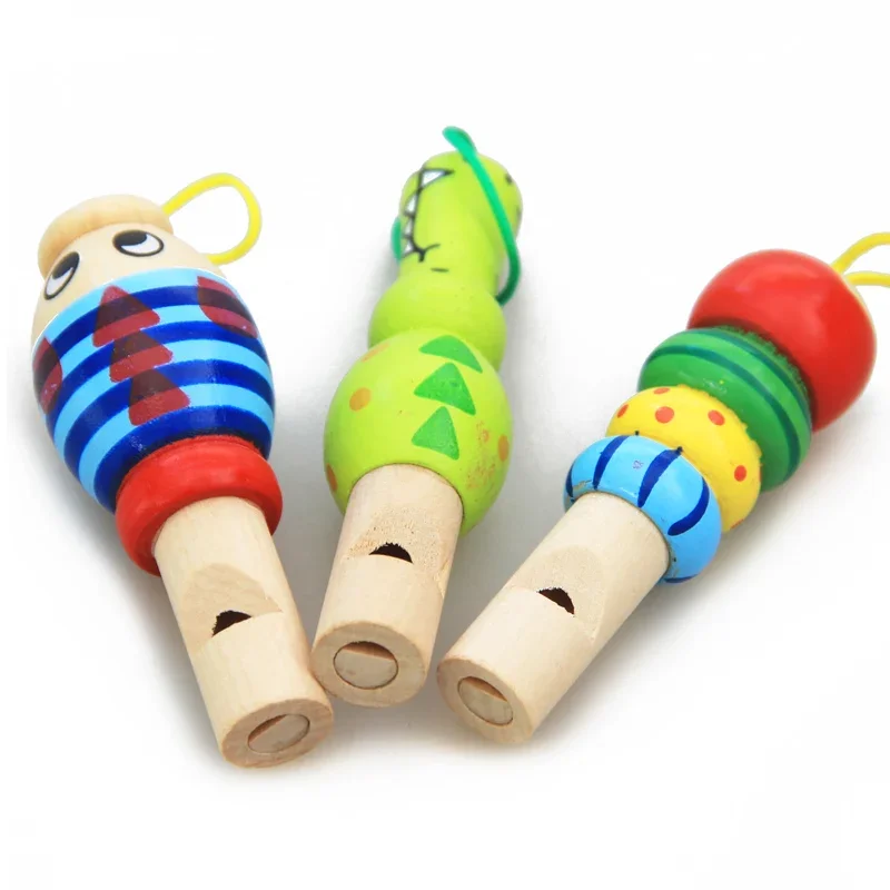 Whistling Toys Wooden Random Color Cartoon Animal Whistle Educational Music Instrument for Children Kids